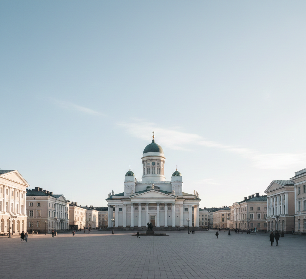 Helsingin kaupunkinäkymä Tuomiokirkko ja Senaatintori